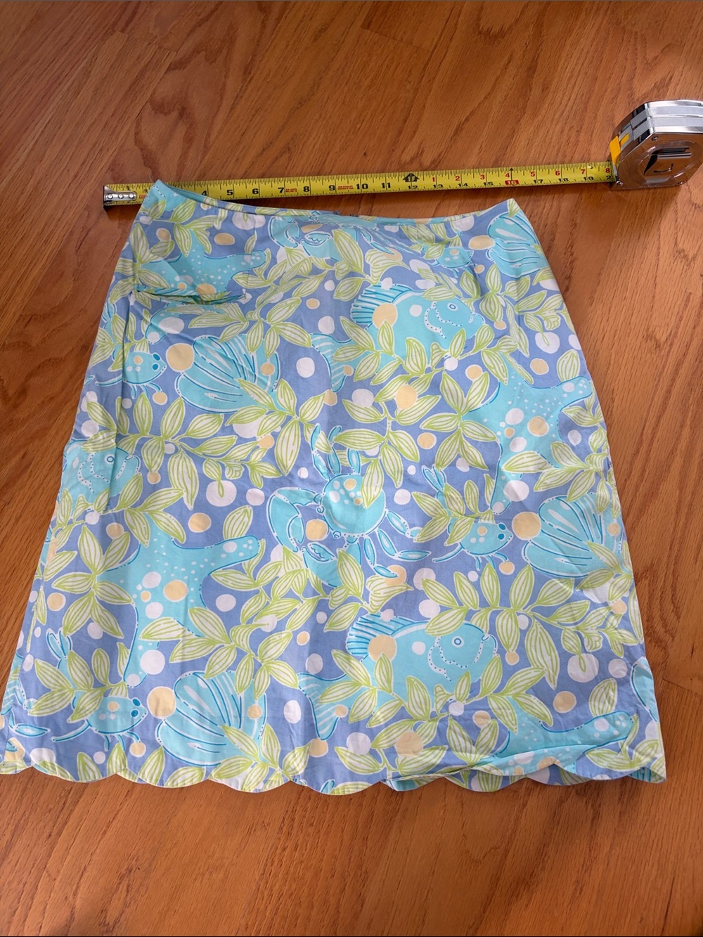 Lilly Pulitzer vintage white label skirt size 6 crabs/fish/shells blue/green